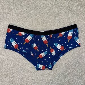 MeUndies Large Blue Rocket Pop Patriotic Popsicle Boybrief Womens Underwear NWT